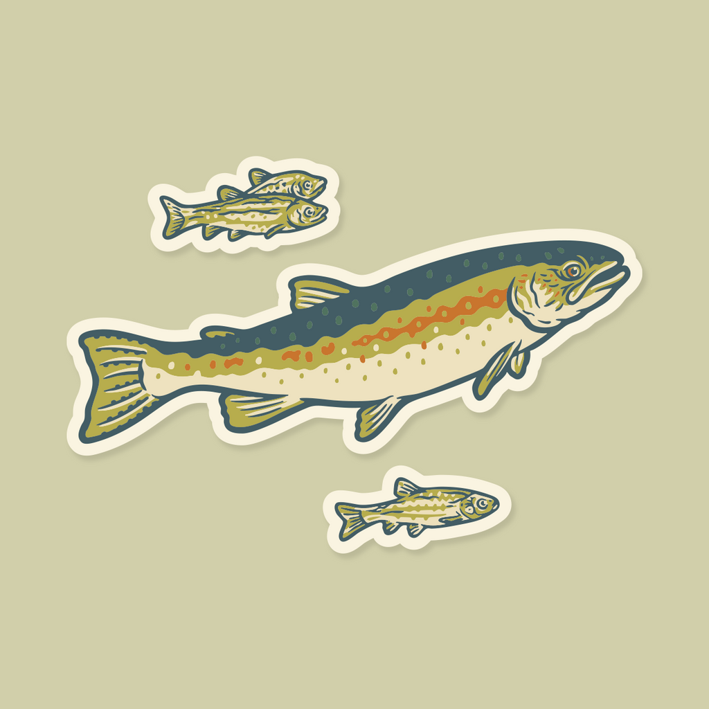 Mustard Beetle Sticker: Steelhead Trout & Arroyo Chub for CalTrout