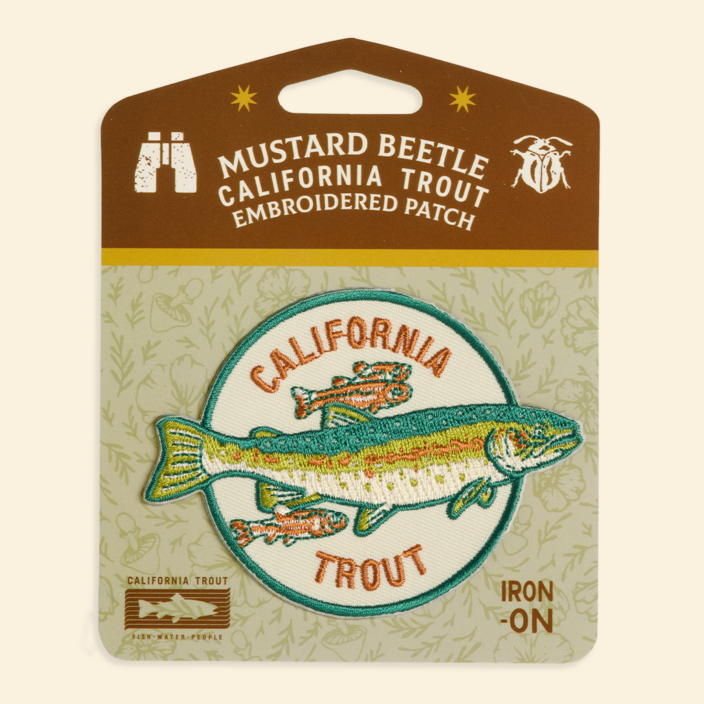 Mustard Beetle Iron on Patch: Steelhead & Arroyo Chub for CalTrout
