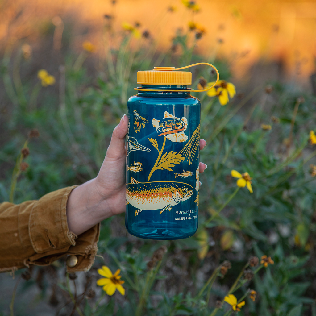 Mustard Beetle 32oz Nalgene: Malibu Creek for CalTrout