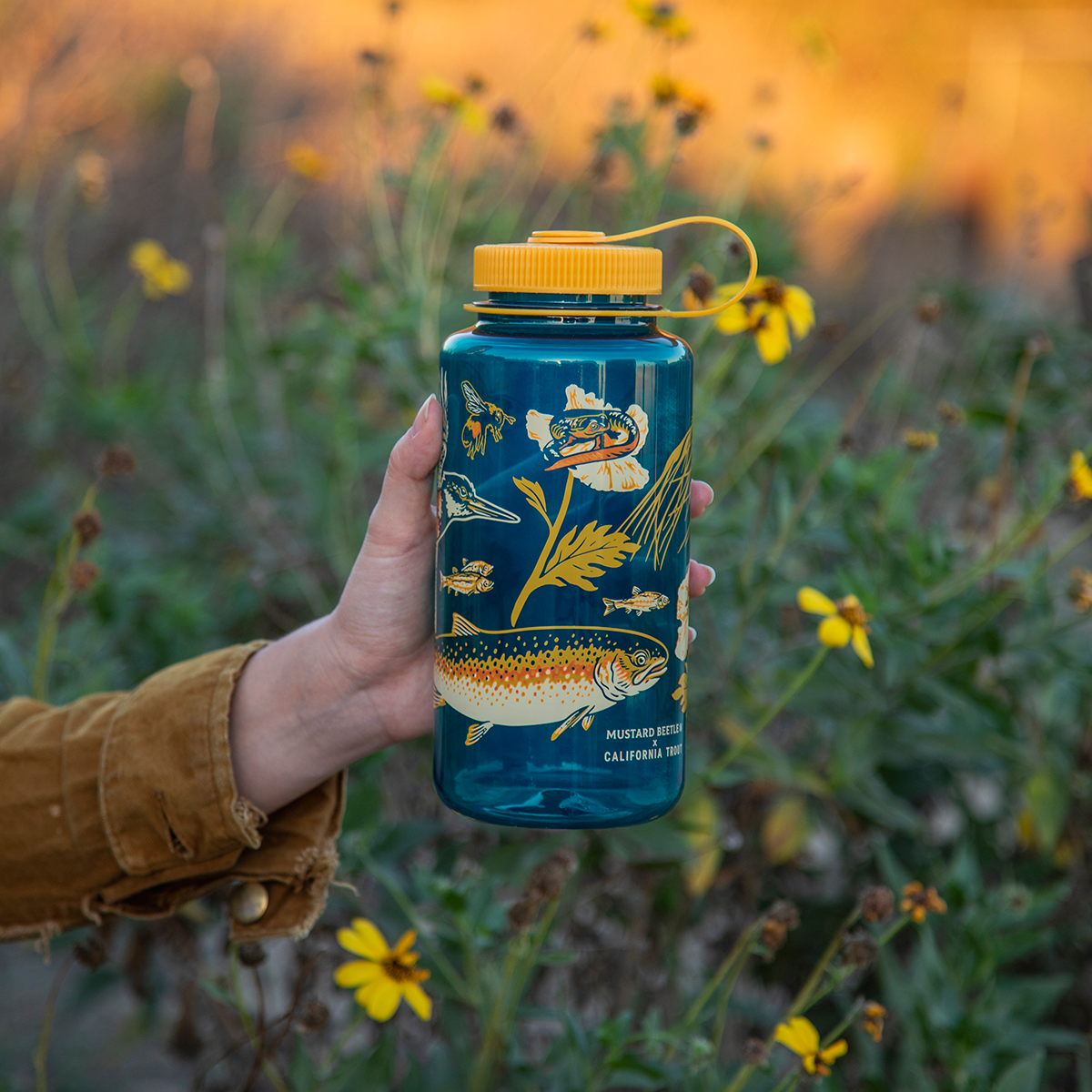 Mustard Beetle 32oz Nalgene: Malibu Creek for CalTrout